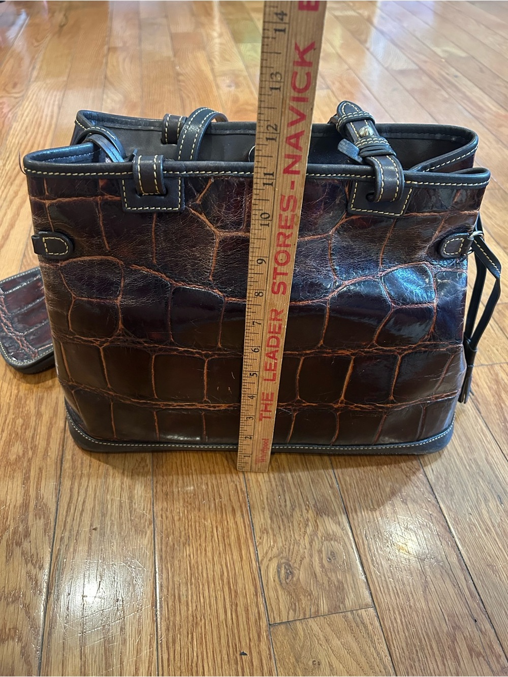 Dooney & Bourke Croco Embossed Leather Tote Bag Brown Crocodile Shoulder Purse - Picture 10 of 16